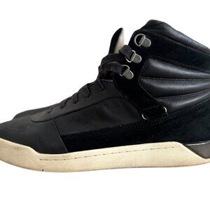Diesel Onice Black Leather & Suede Men's High Shoes Sneakers EUR 45 , US 12